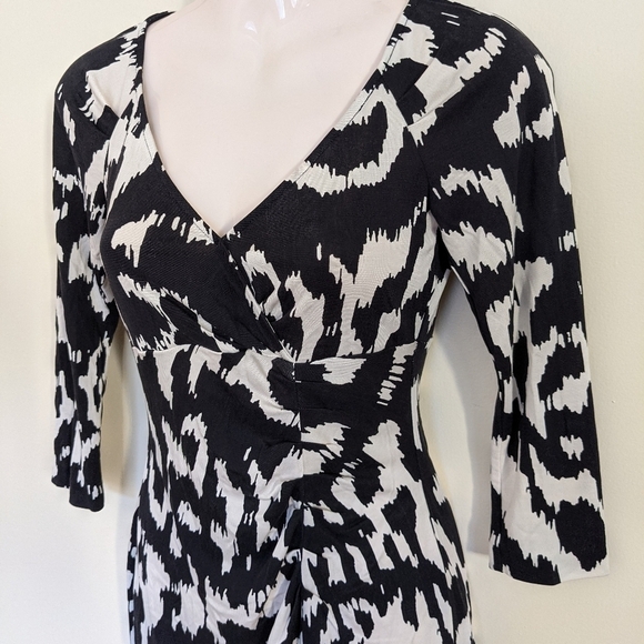 dvf Diane von Furstenberg capela faux wrap look dress black white Ikat - Picture 7 of 14